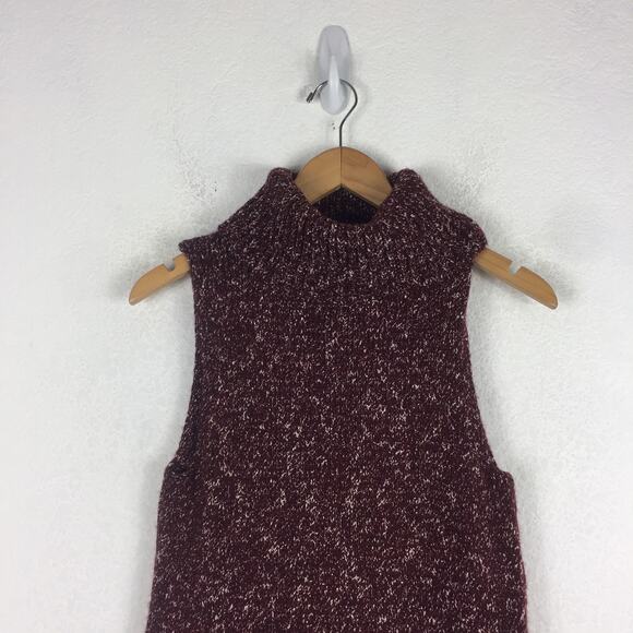 Anthropologie Flowy Maxi Tunic Sleeveless Turtleneck Tunic Sweater Wine Small - Picture 4 of 15